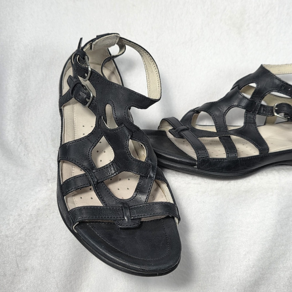 Ecco Flash Women's Leather Walking Strappy Gladiator Sandals Black Sz 37 EUC - Picture 2 of 11